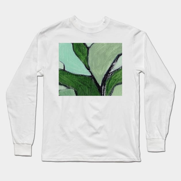 Mint Green Abstract Art Long Sleeve T-Shirt by Go Abstract Art